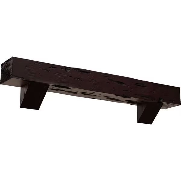 Pecky Cypress Faux Wood Fireplace ManteL w/Breckinridge Corbels, Premium Cherry, 8